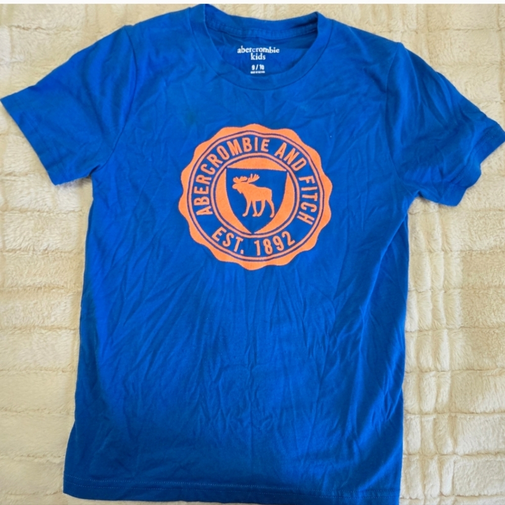 Abercrombie & Fitch Vibrant Blue and Orange Logo Tee Youth 9/10 EUC